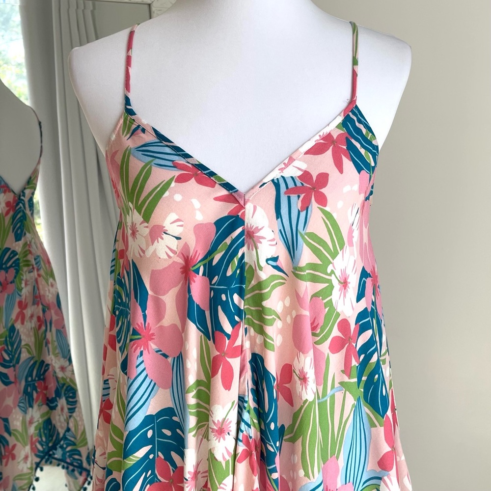 Women’s Pink Tropical Print Swim Cover-Up Dress - Picture 4 of 13